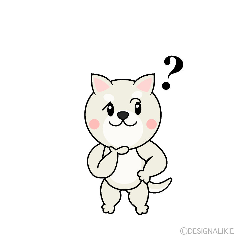 かわいい考える白犬イラスト