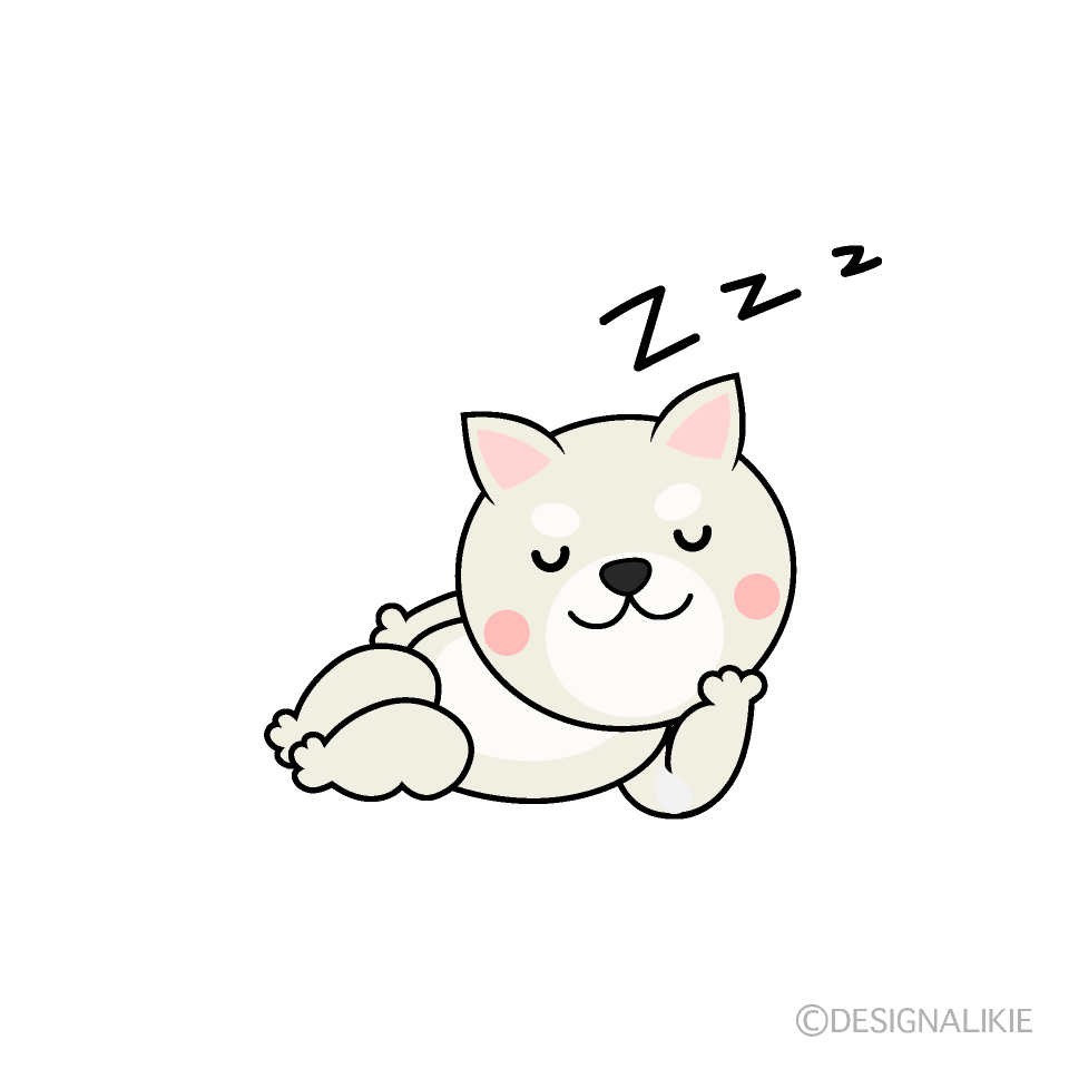 かわいい寝る白犬イラスト