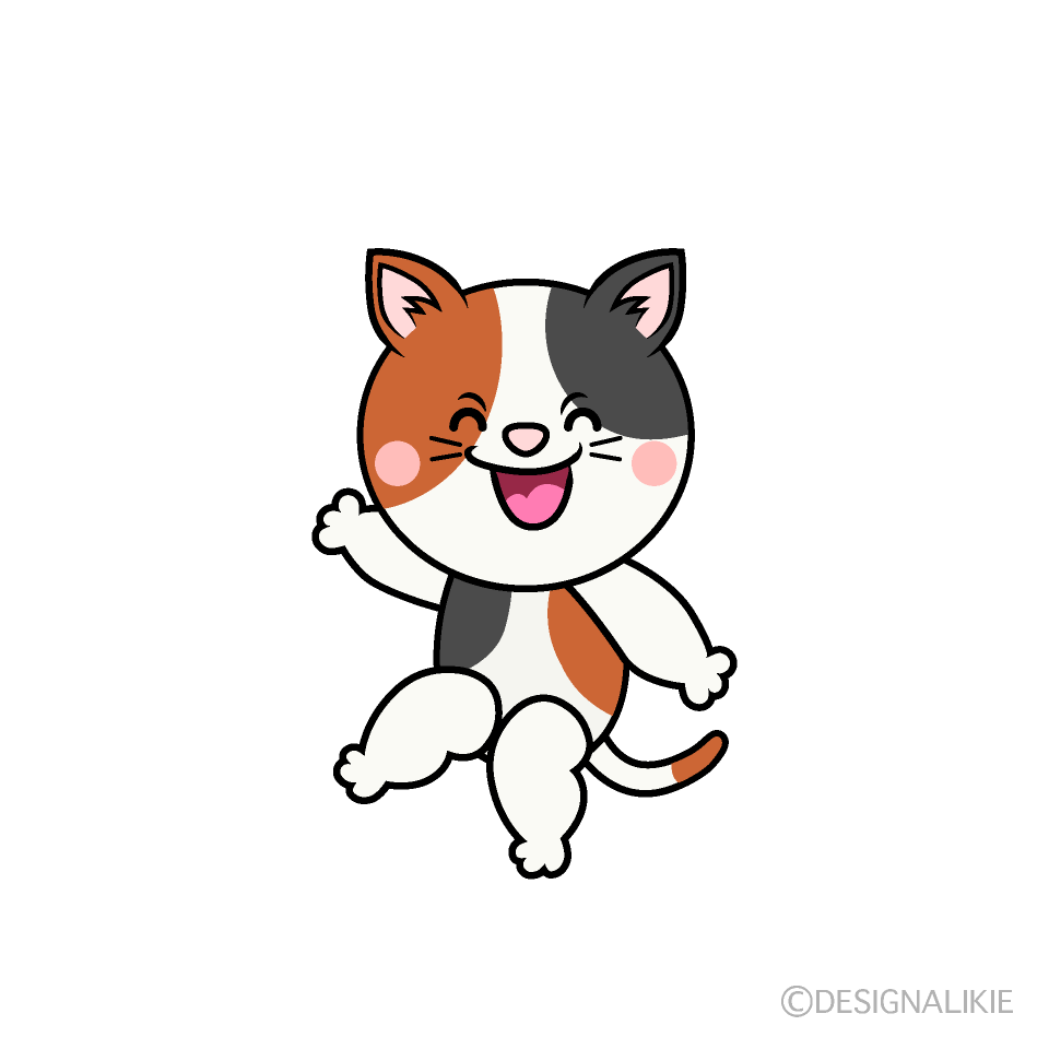 かわいい笑顔の三毛猫イラスト