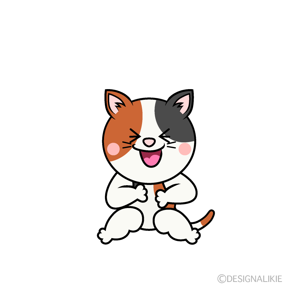 かわいい笑う三毛猫イラスト