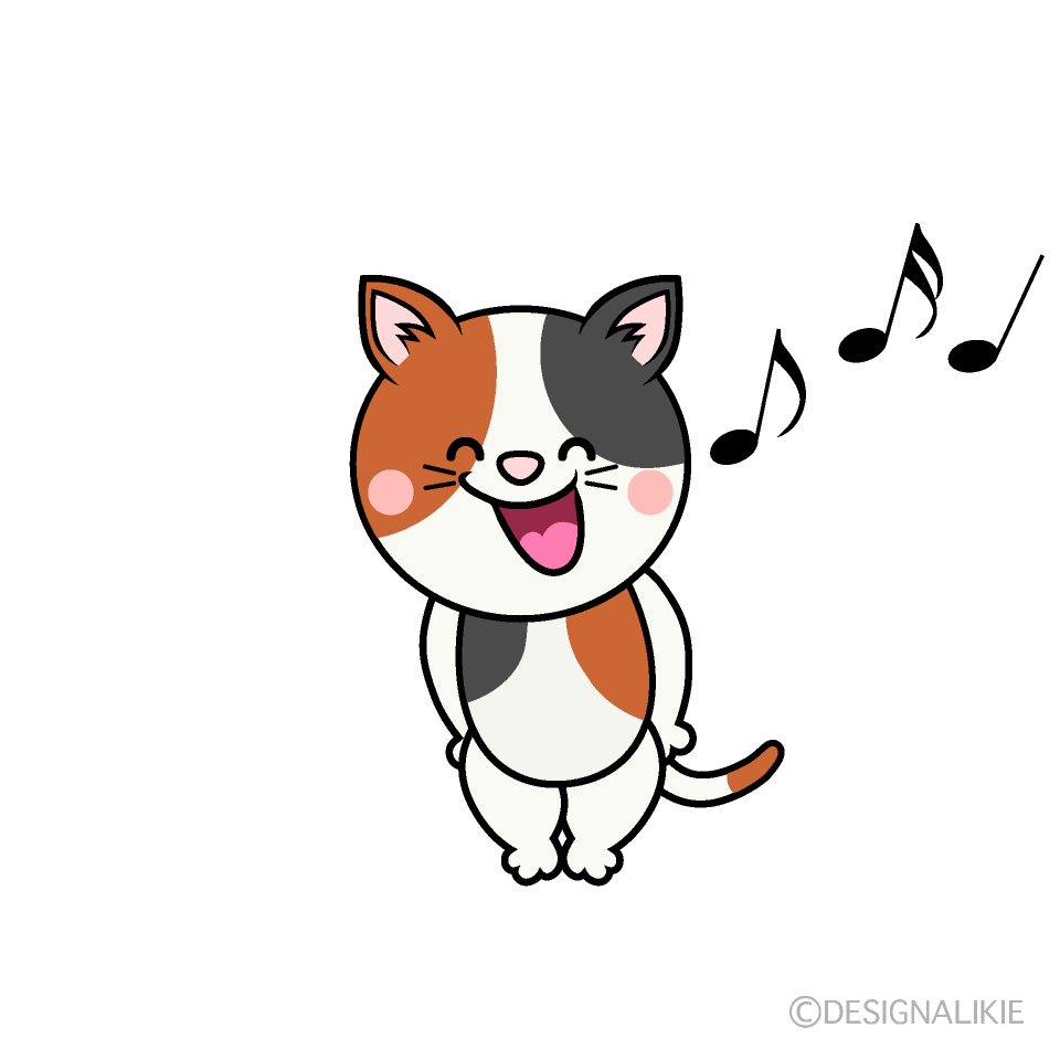 かわいい歌う三毛猫イラスト