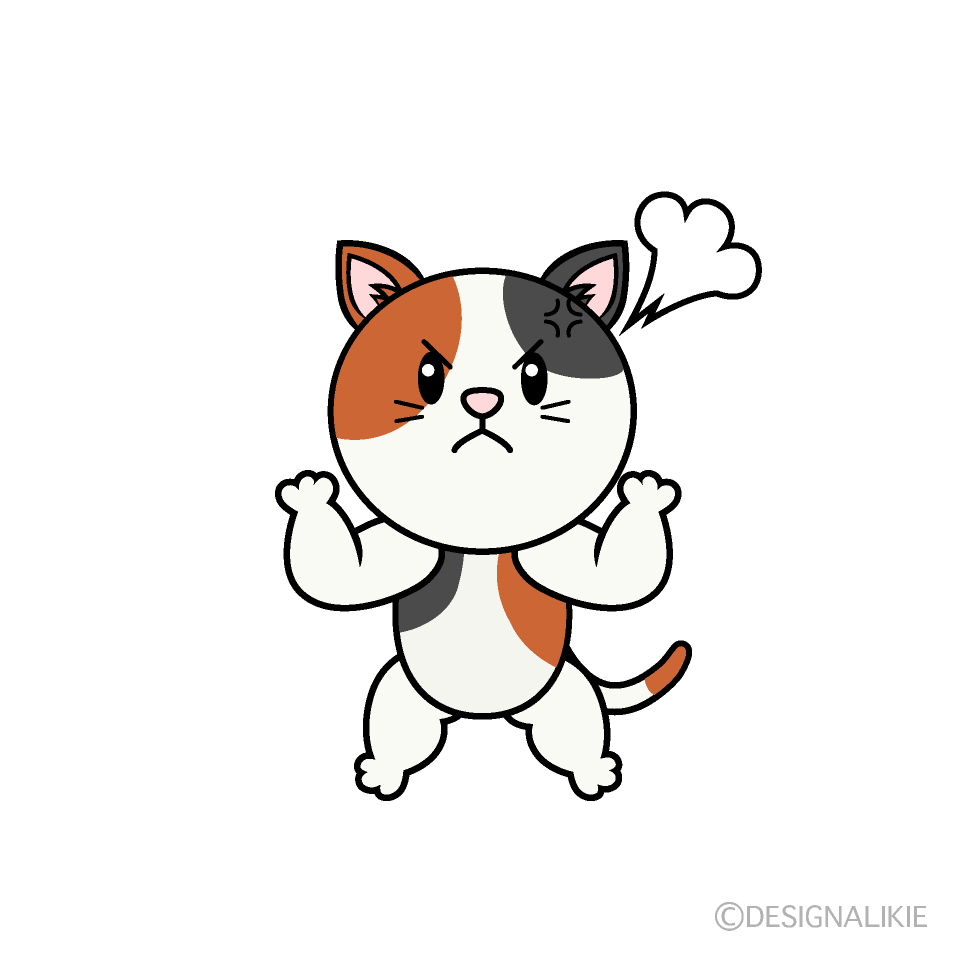 かわいい怒る三毛猫イラスト