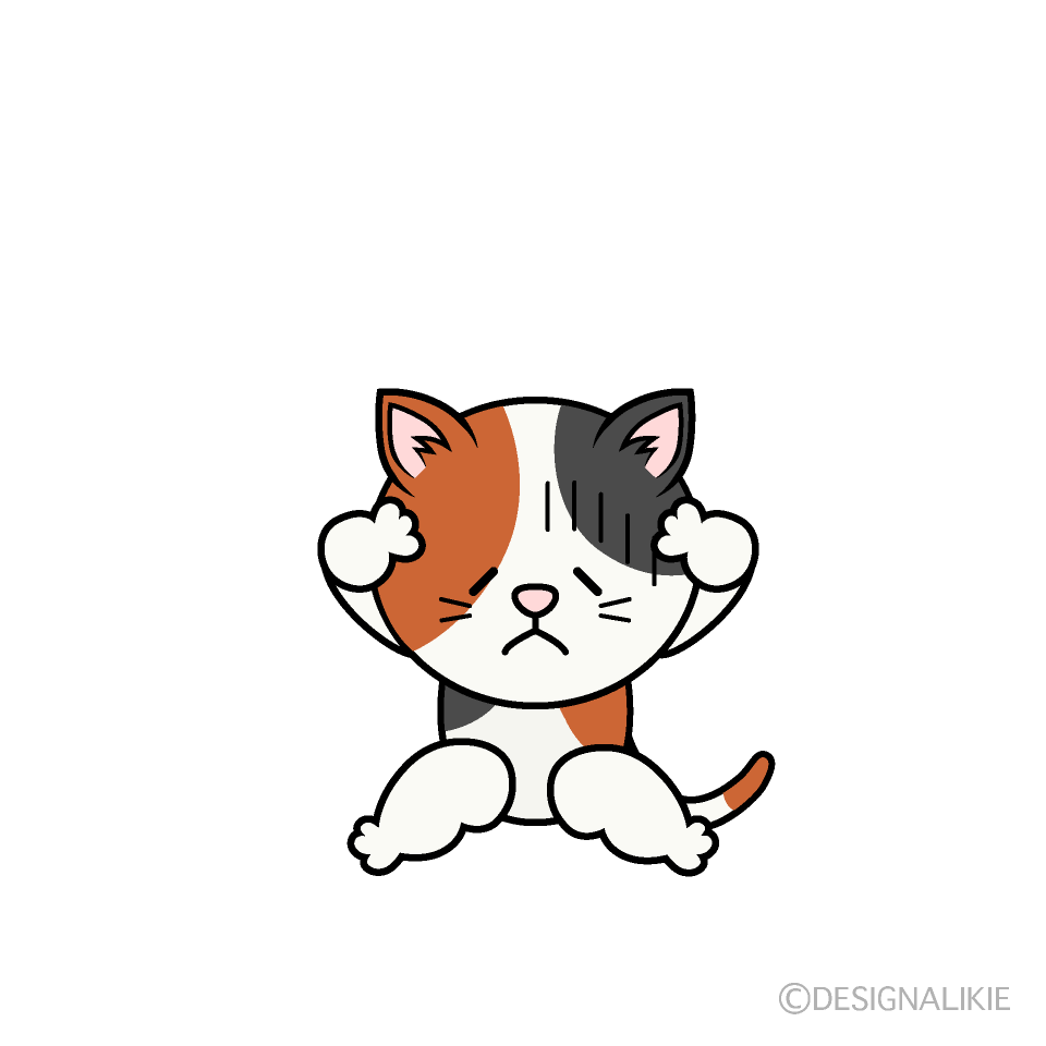 かわいいお辞儀する三毛猫イラスト