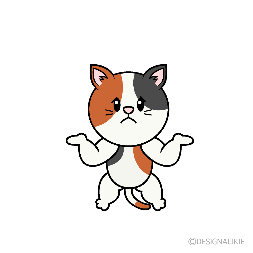 かわいい困る三毛猫イラスト