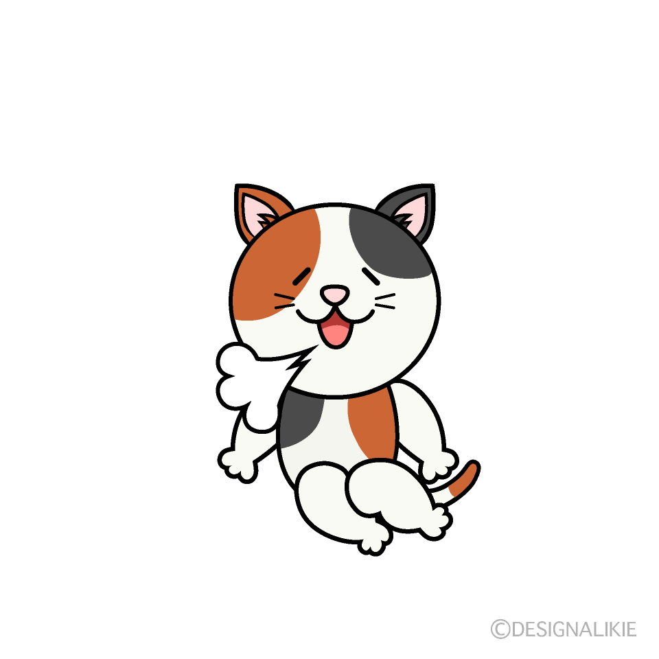 かわいいほっとする三毛猫イラスト