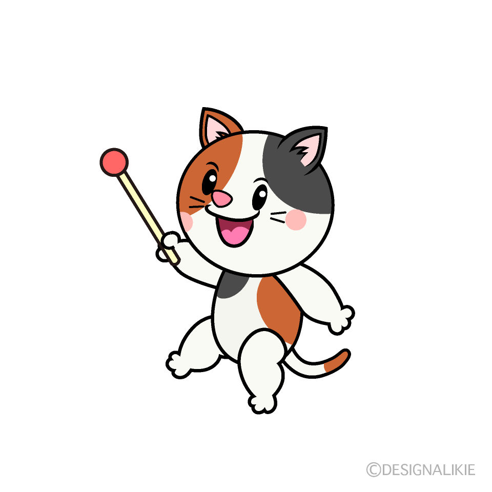 かわいい説明する三毛猫イラスト