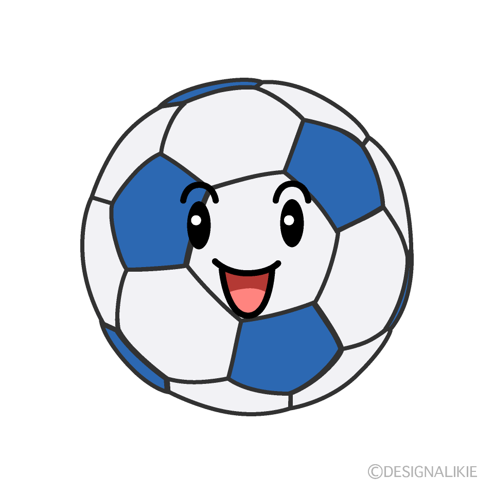 かわいい笑顔のサッカーボールのイラスト素材 Illustcute