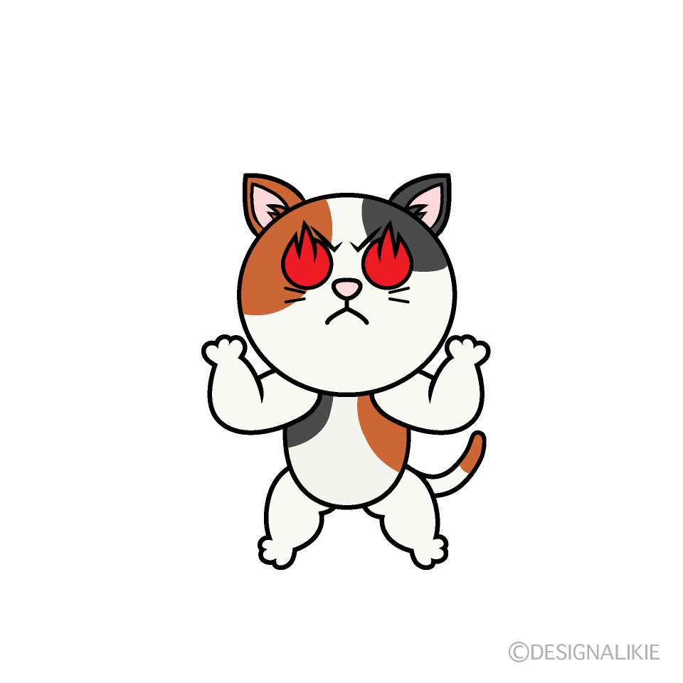 かわいい熱意の三毛猫イラスト