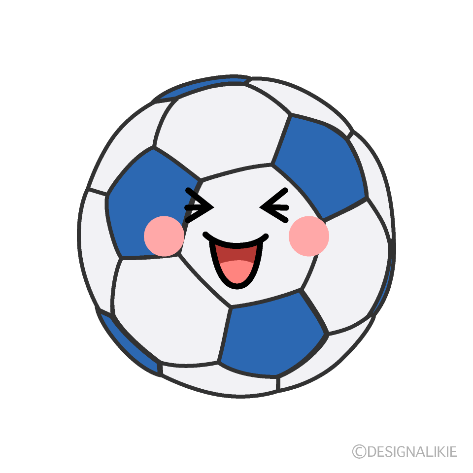 かわいい笑うサッカーボールのイラスト素材 Illustcute