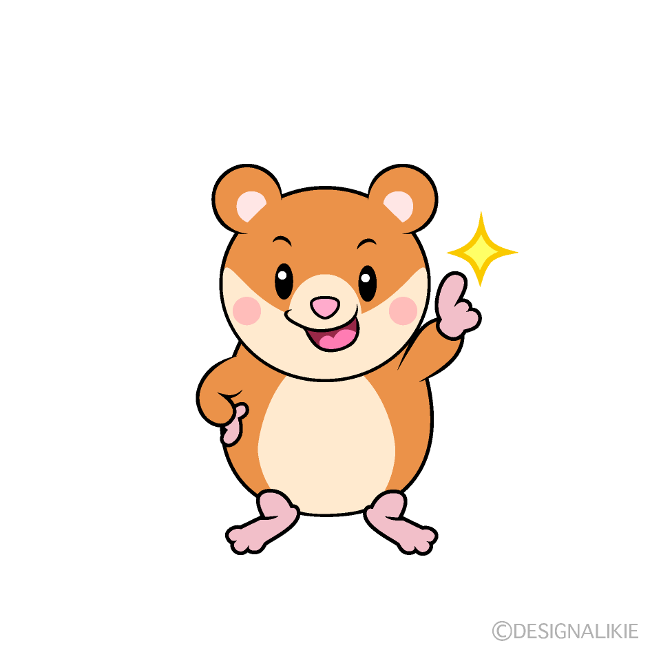 かわいい指差しするハムスターイラスト