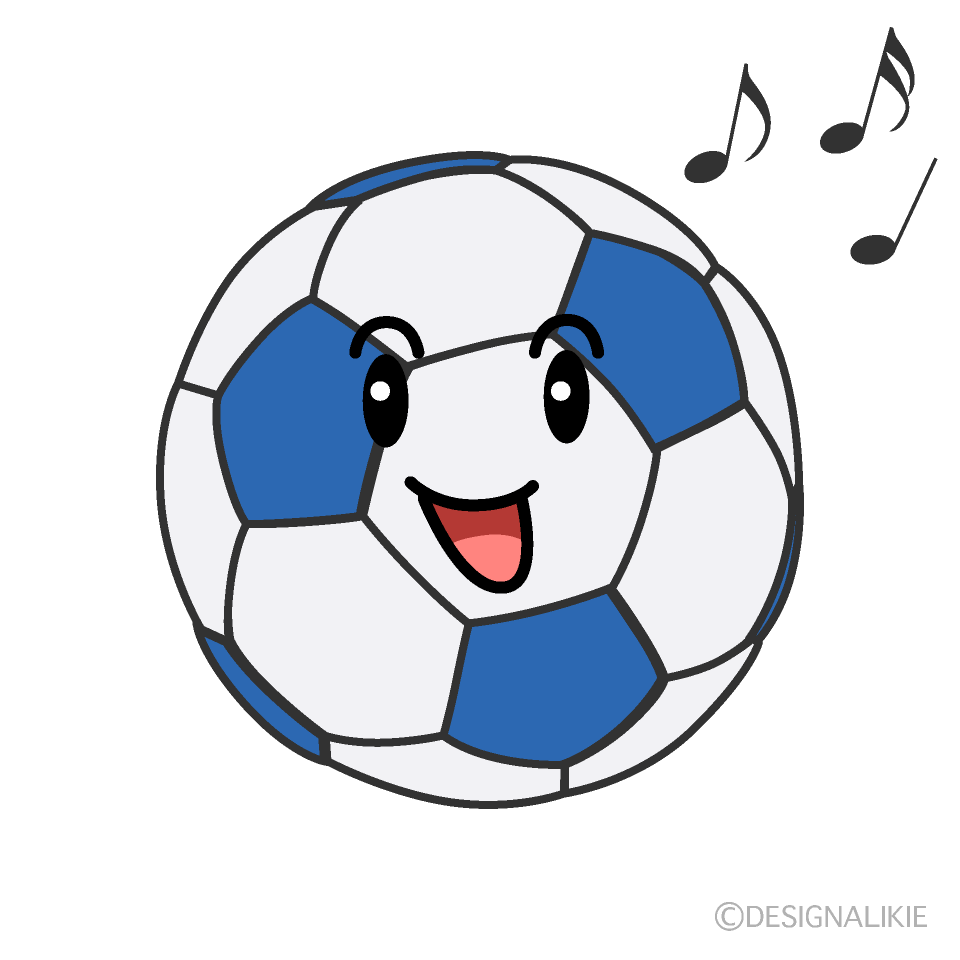 かわいい歌うサッカーボールのイラスト素材 Illustcute
