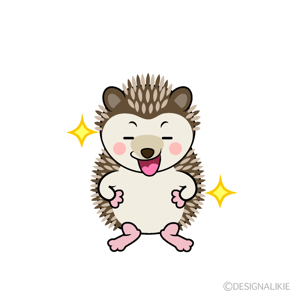 かわいいポーズするハリネズミイラスト