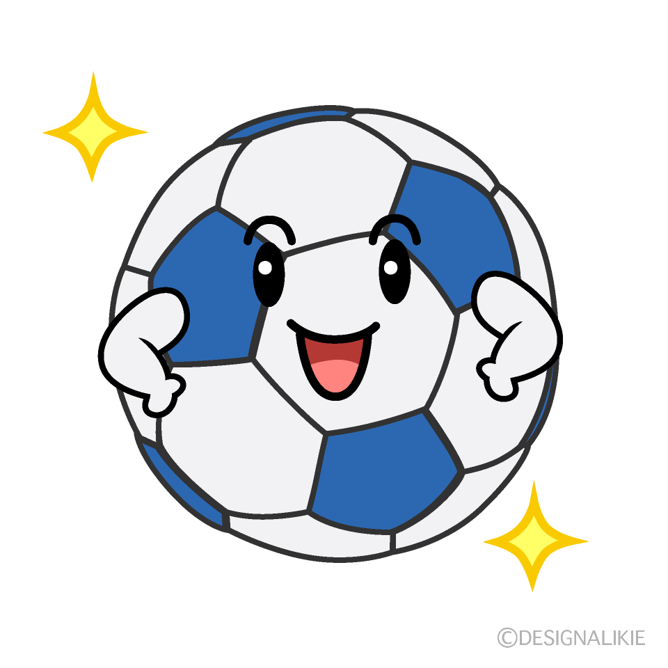 かわいい自信満々のサッカーボールのイラスト素材 Illustcute