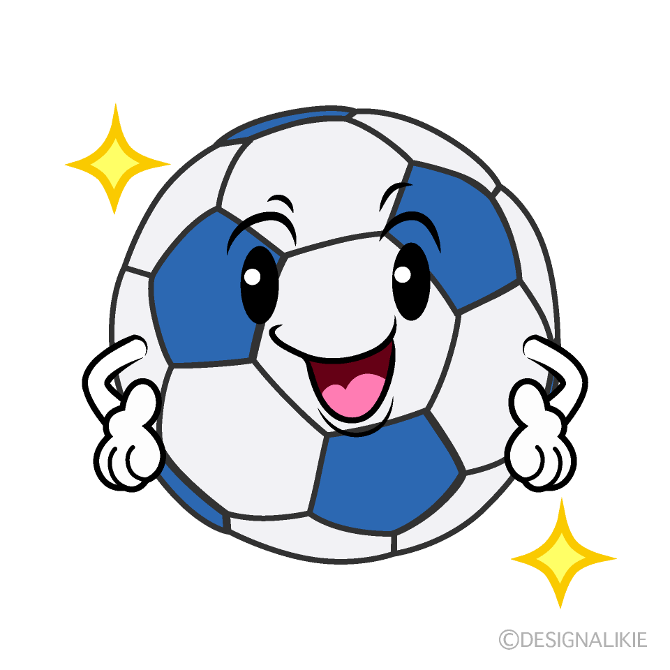 かわいい自信満々のサッカーボールのイラスト素材 Illustcute