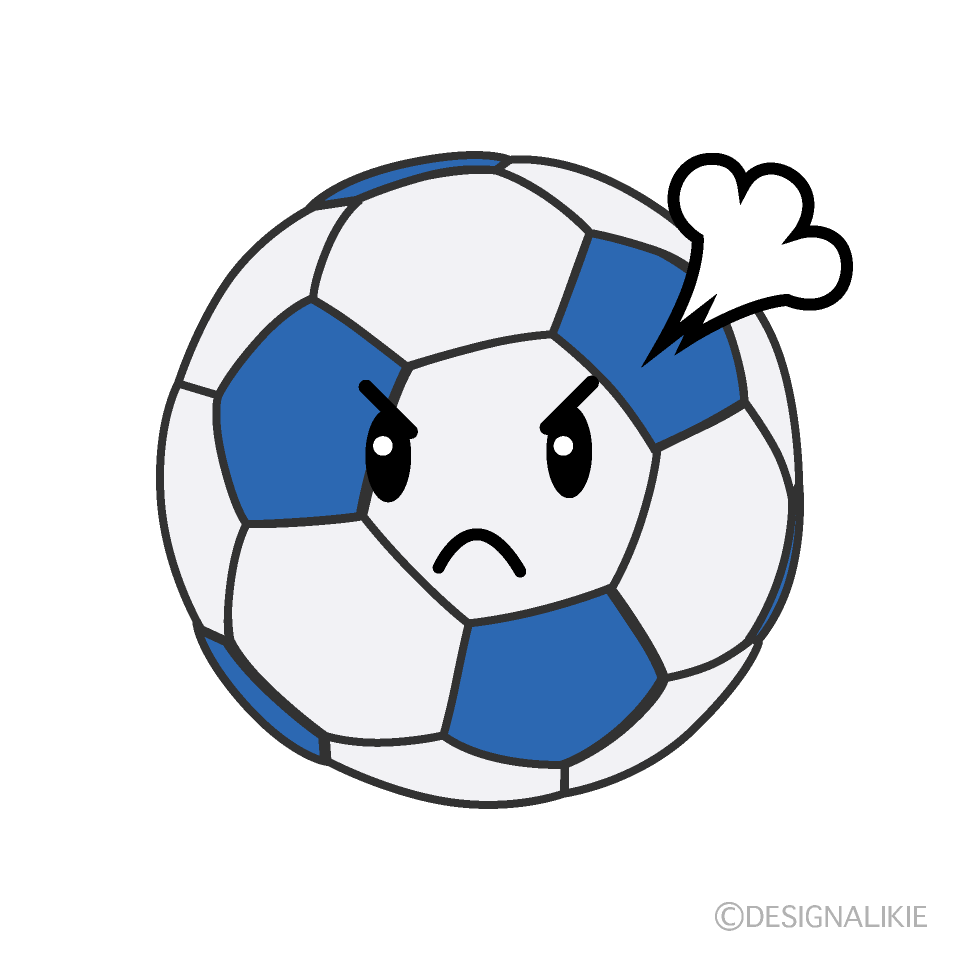 かわいい怒るサッカーボールのイラスト素材 Illustcute