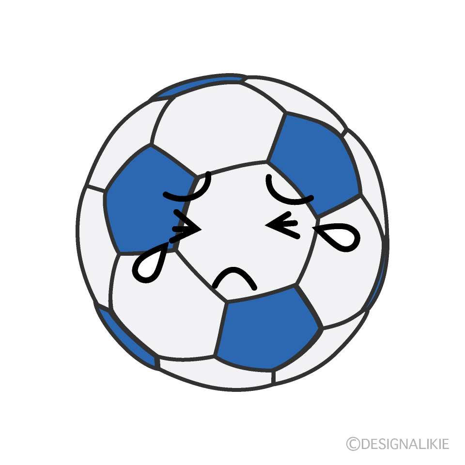かわいい泣くサッカーボールのイラスト素材 Illustcute