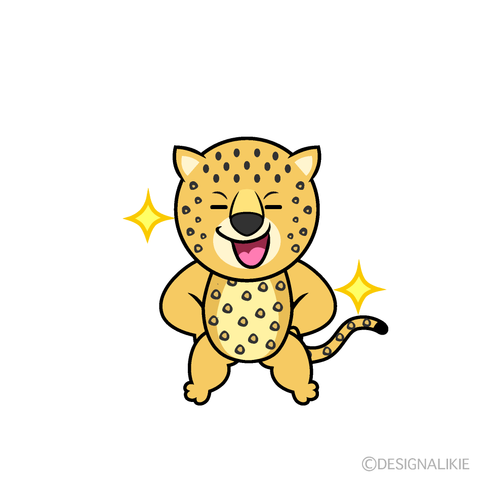 かわいいポーズするヒョウイラスト