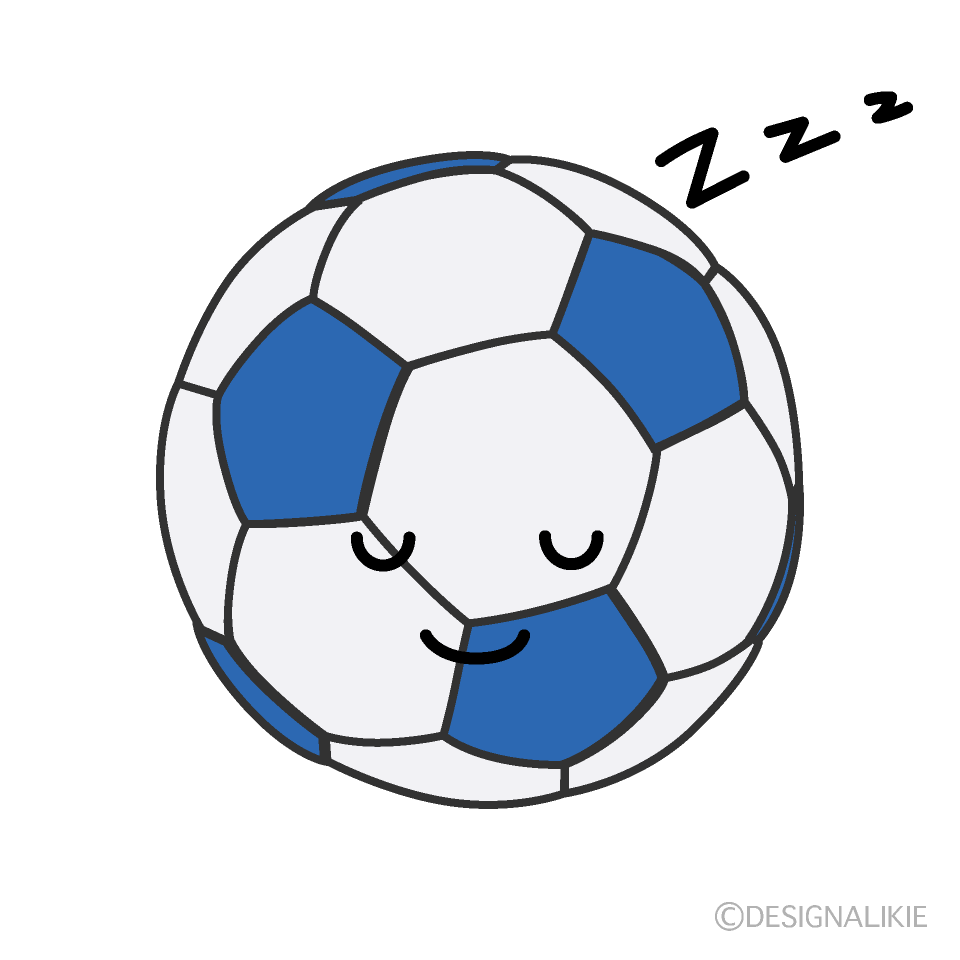 かわいい寝るサッカーボールのイラスト素材 Illustcute