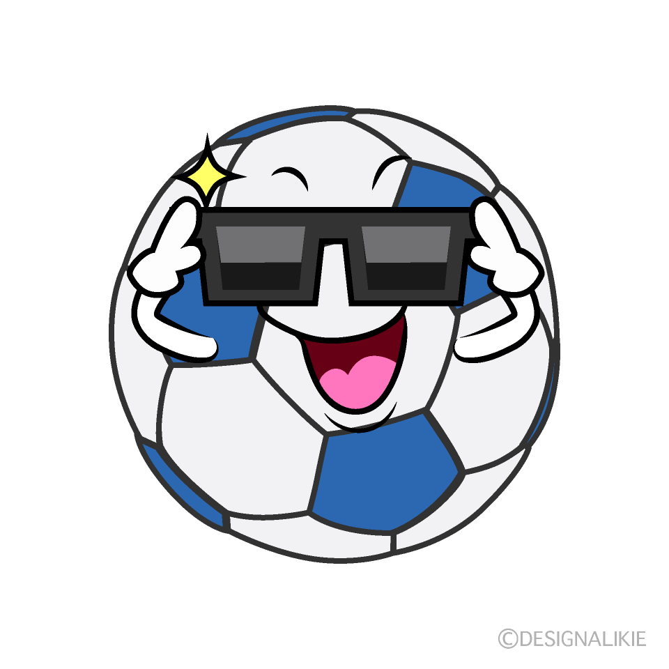 かわいいサングラスのサッカーボールイラスト