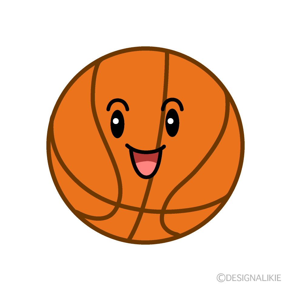 かわいい笑顔のバスケットボールイラスト