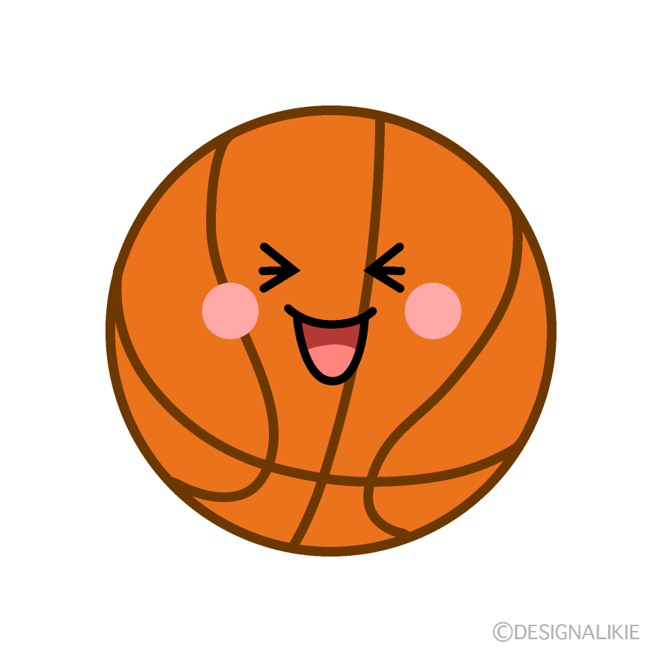 かわいい笑うバスケットボールのイラスト素材 Illustcute