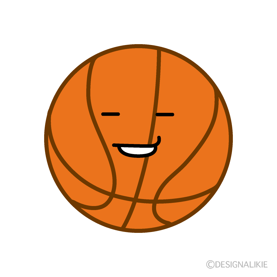かわいいニヤリとするバスケットボールのイラスト素材 Illustcute