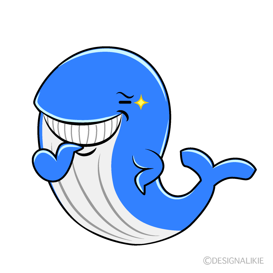 かわいいニヤリとするシロナガスクジライラスト