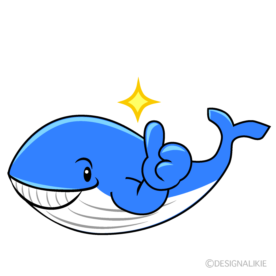 かわいいいいねするシロナガスクジライラスト