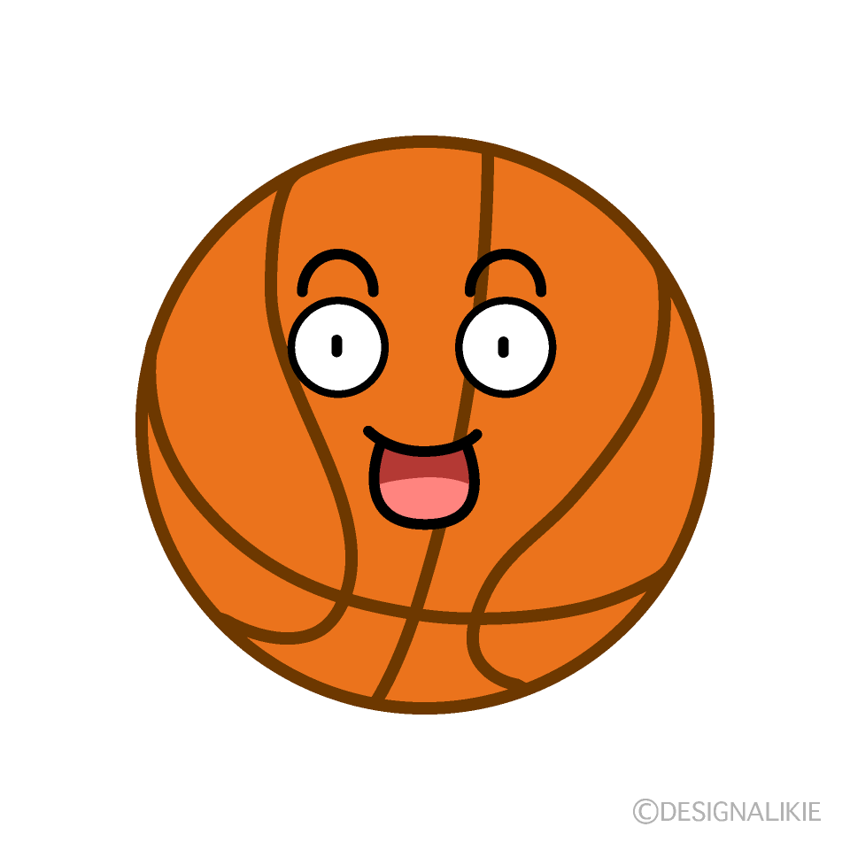 かわいい驚くバスケットボールのイラスト素材 Illustcute