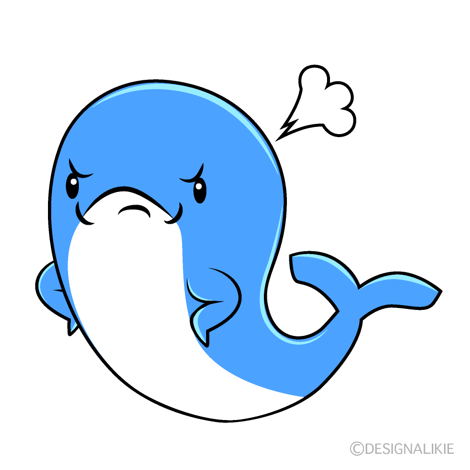 かわいい怒る青クジライラスト