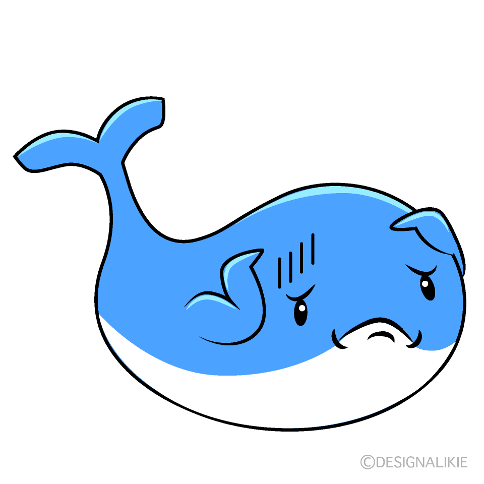 かわいいお辞儀する青クジライラスト