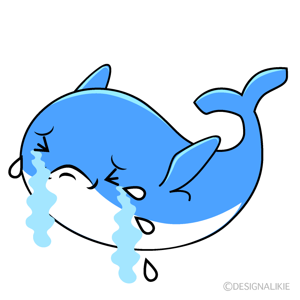 かわいい泣く青クジライラスト