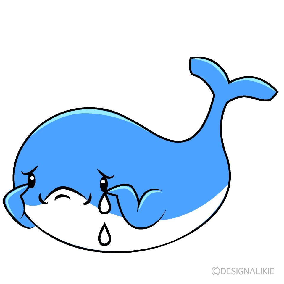 かわいい悲しい青クジライラスト