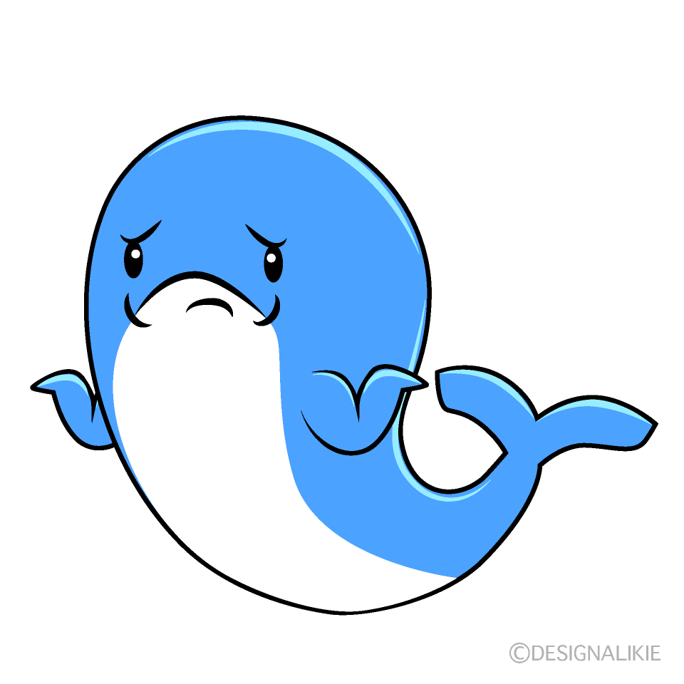 かわいい困る青クジライラスト