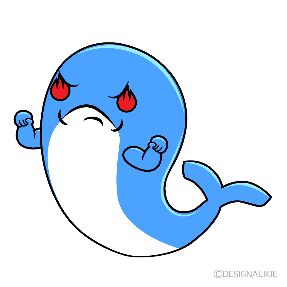 かわいい熱意の青クジライラスト