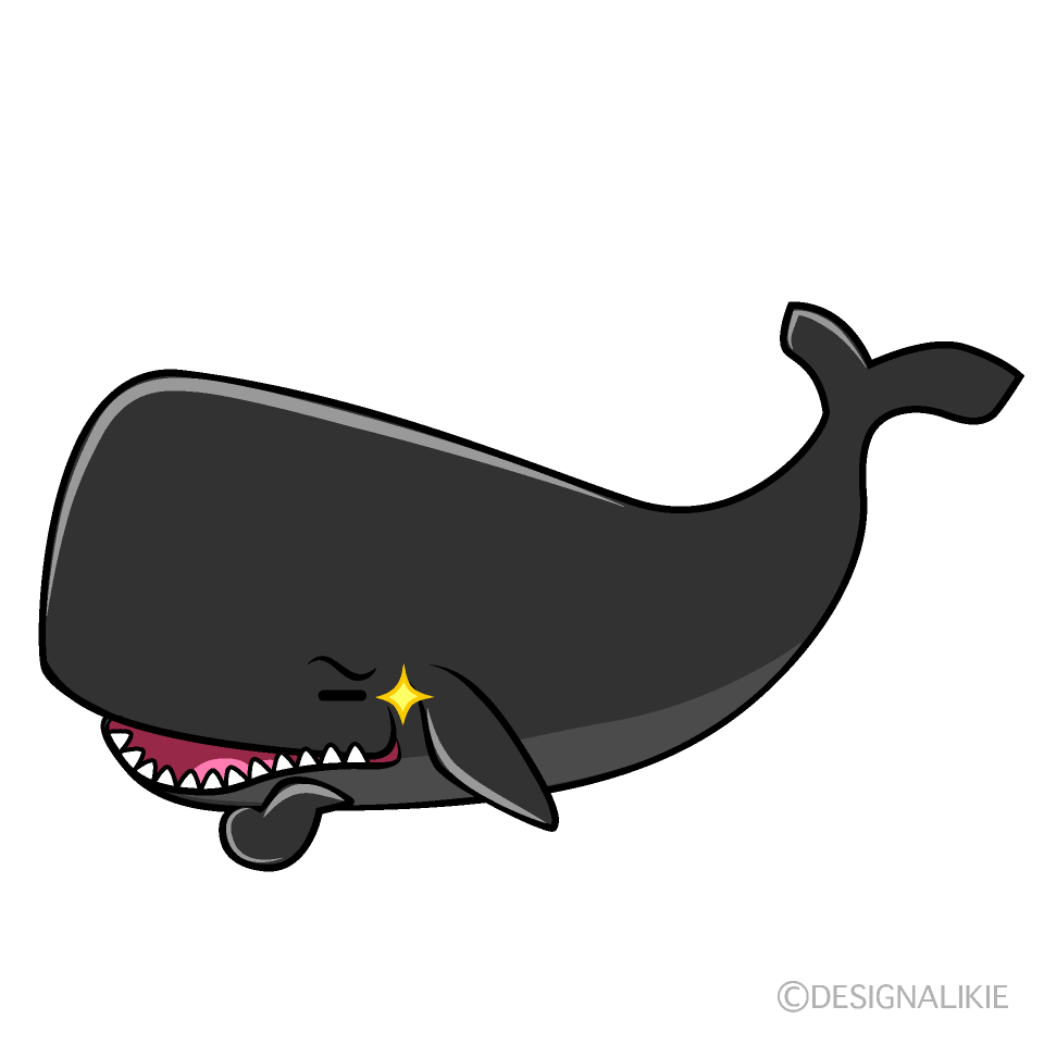 かわいいニヤリとするマッコウクジライラスト