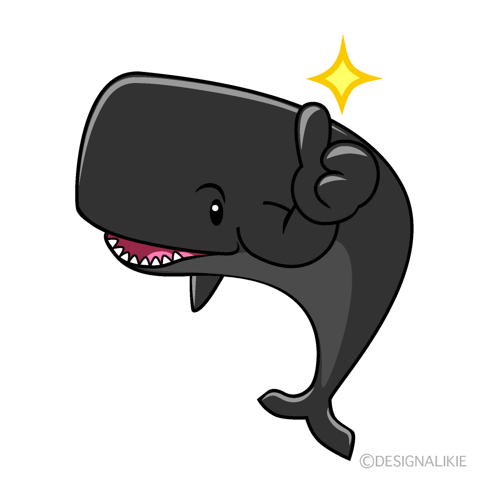 かわいいいいねするマッコウクジライラスト