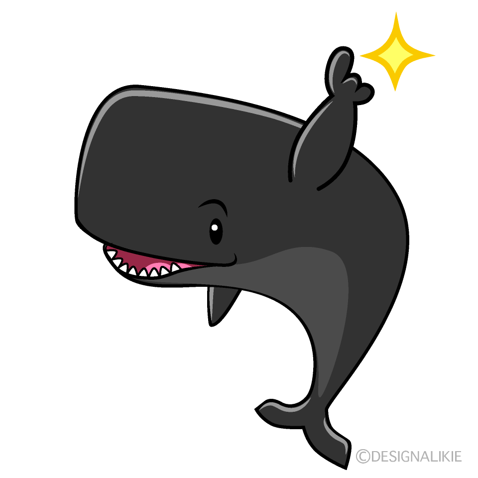 かわいい指差しするマッコウクジライラスト