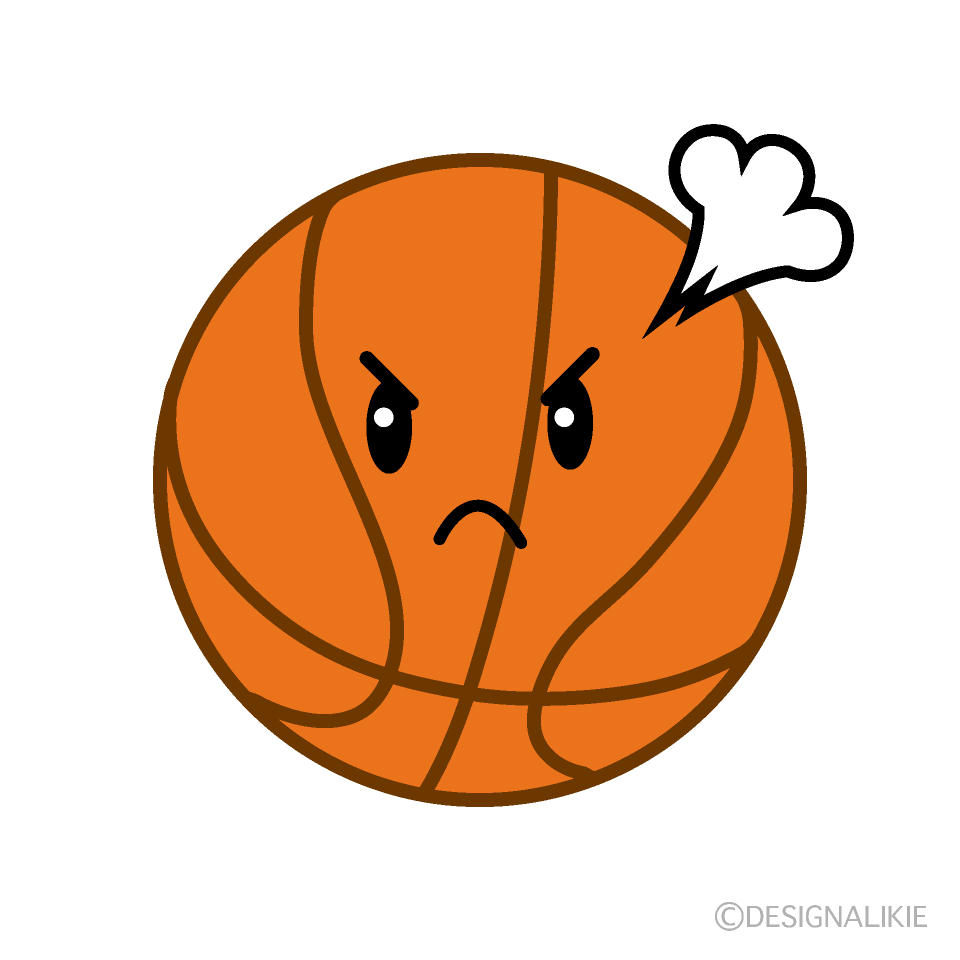 かわいい怒るバスケットボールイラスト