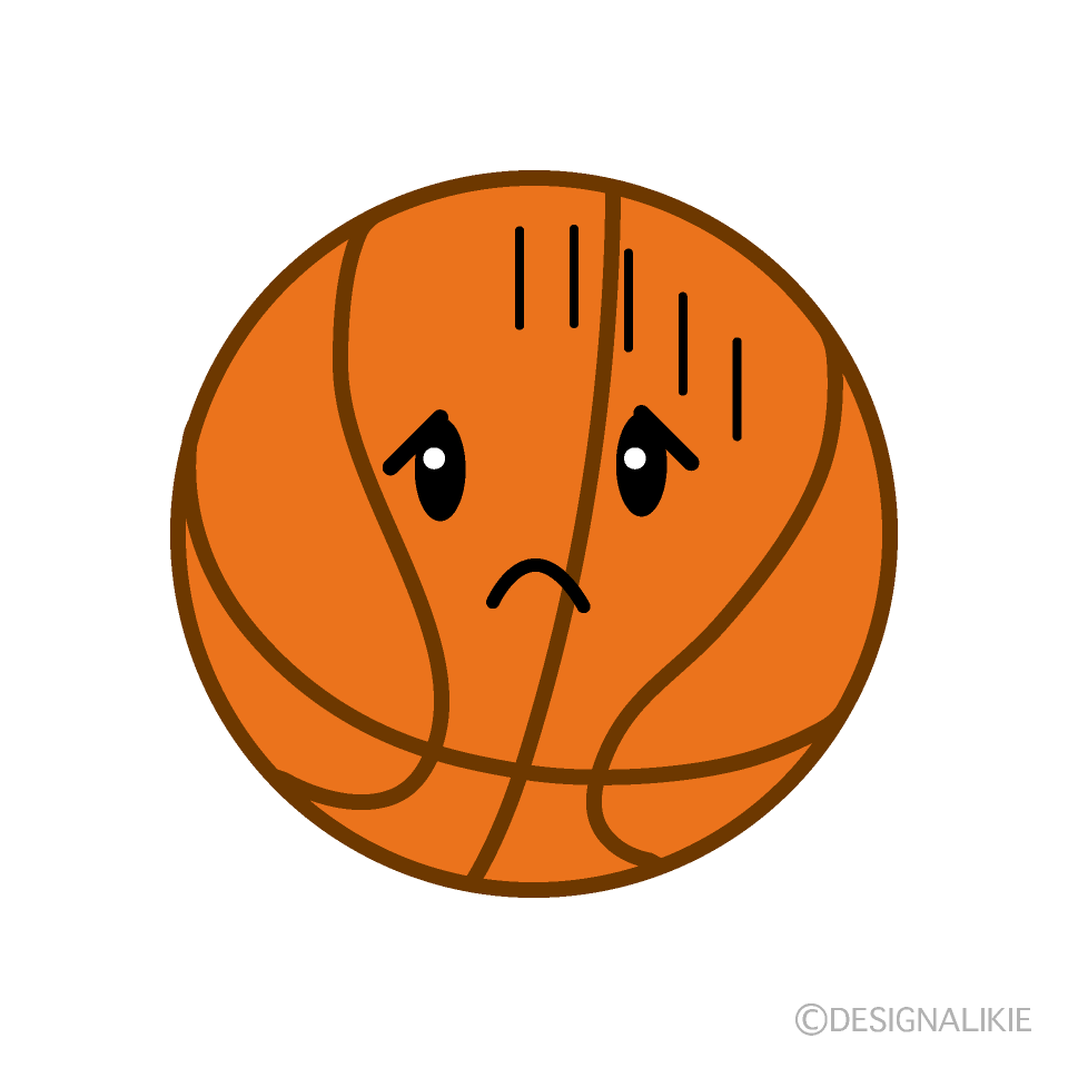 かわいい落ち込むバスケットボールのイラスト素材 Illustcute