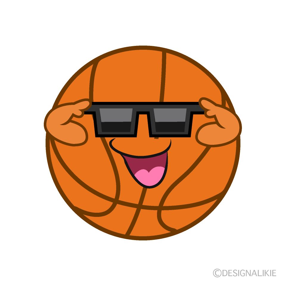かわいいサングラスのバスケットボールイラスト