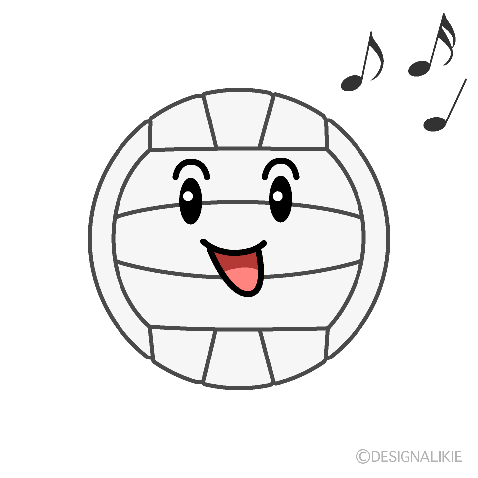 かわいい歌うバレーボールのイラスト素材 Illustcute