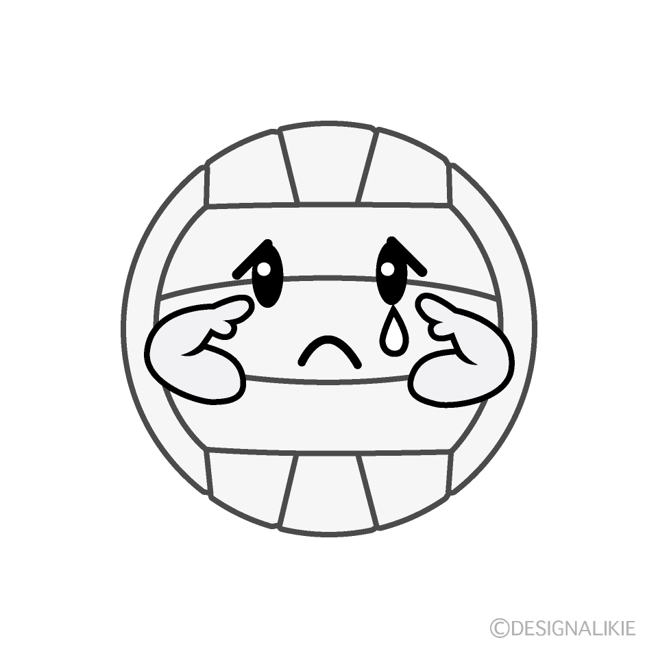 かわいい悲しいバレーボールのイラスト素材 Illustcute