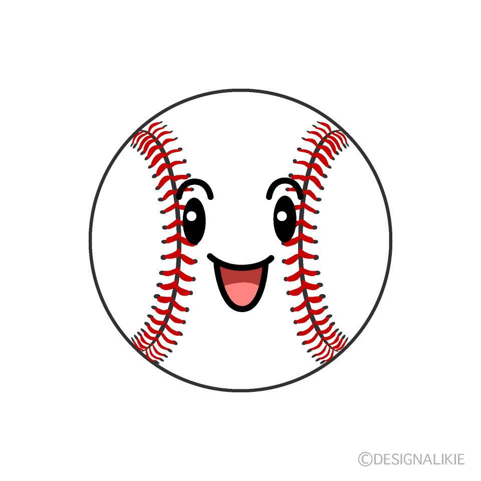 かわいい笑顔の野球ボールイラスト