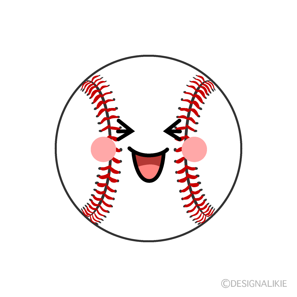 かわいい笑う野球ボールのイラスト素材 Illustcute