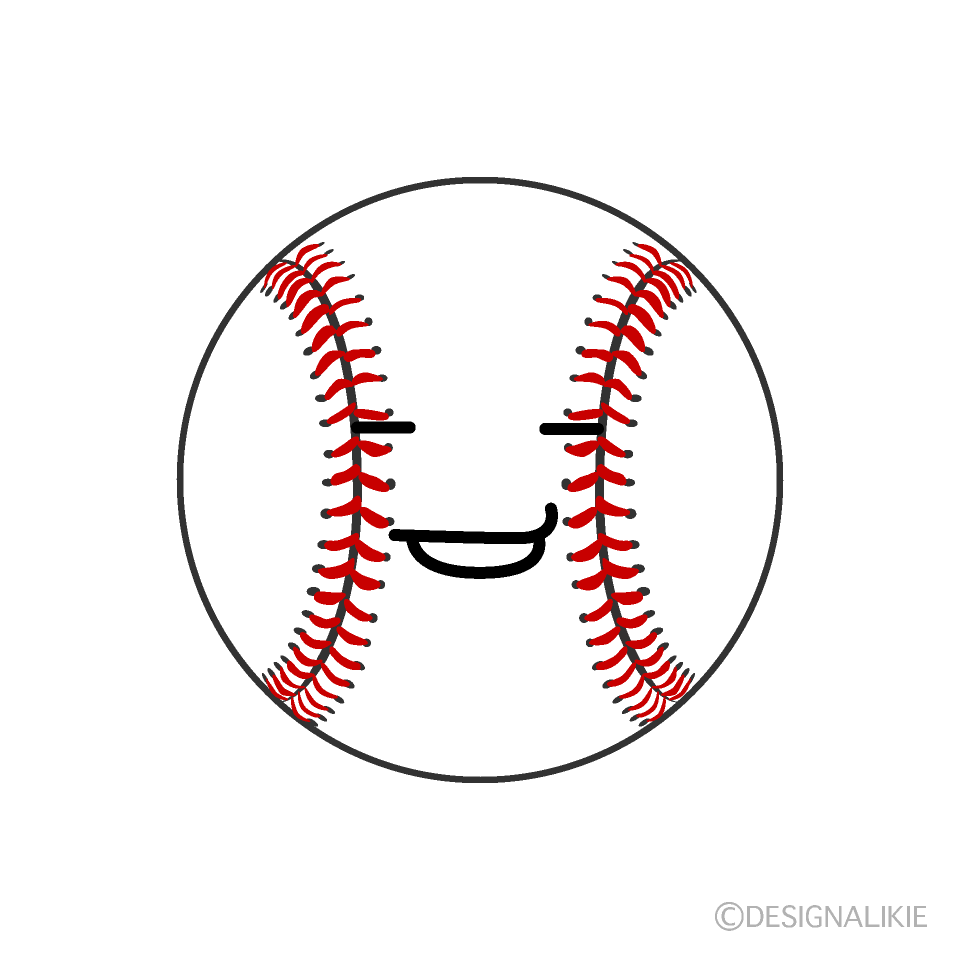 かわいいニヤリとする野球ボールのイラスト素材 Illustcute