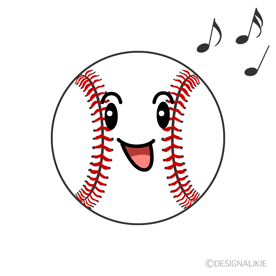 かわいい歌う野球ボールのイラスト素材 Illustcute