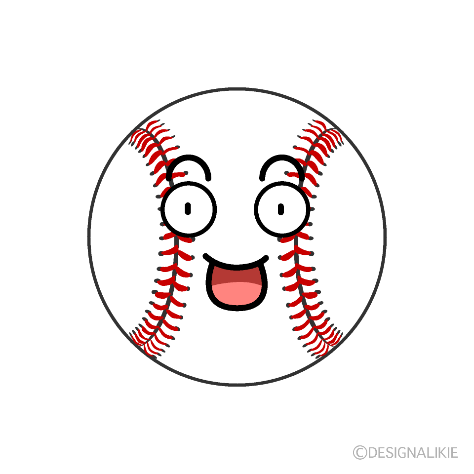 かわいい驚く野球ボールのイラスト素材 Illustcute