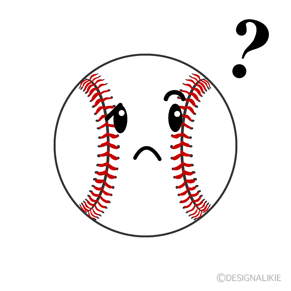 かわいい悩む野球ボールのイラスト素材 Illustcute