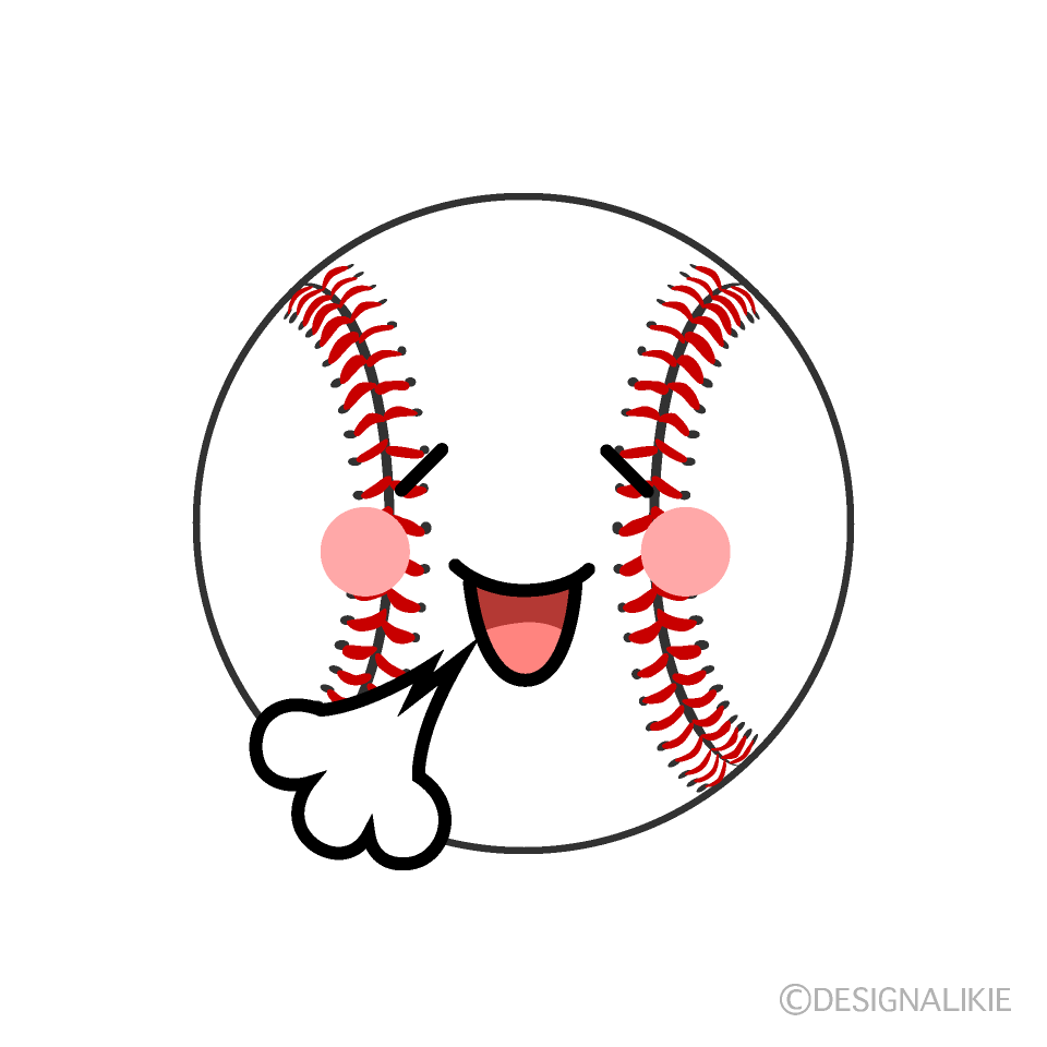 かわいいリラックスする野球ボールのイラスト素材 Illustcute